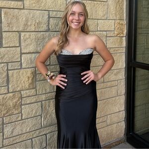 Sherri Hill Black Strapless Gown